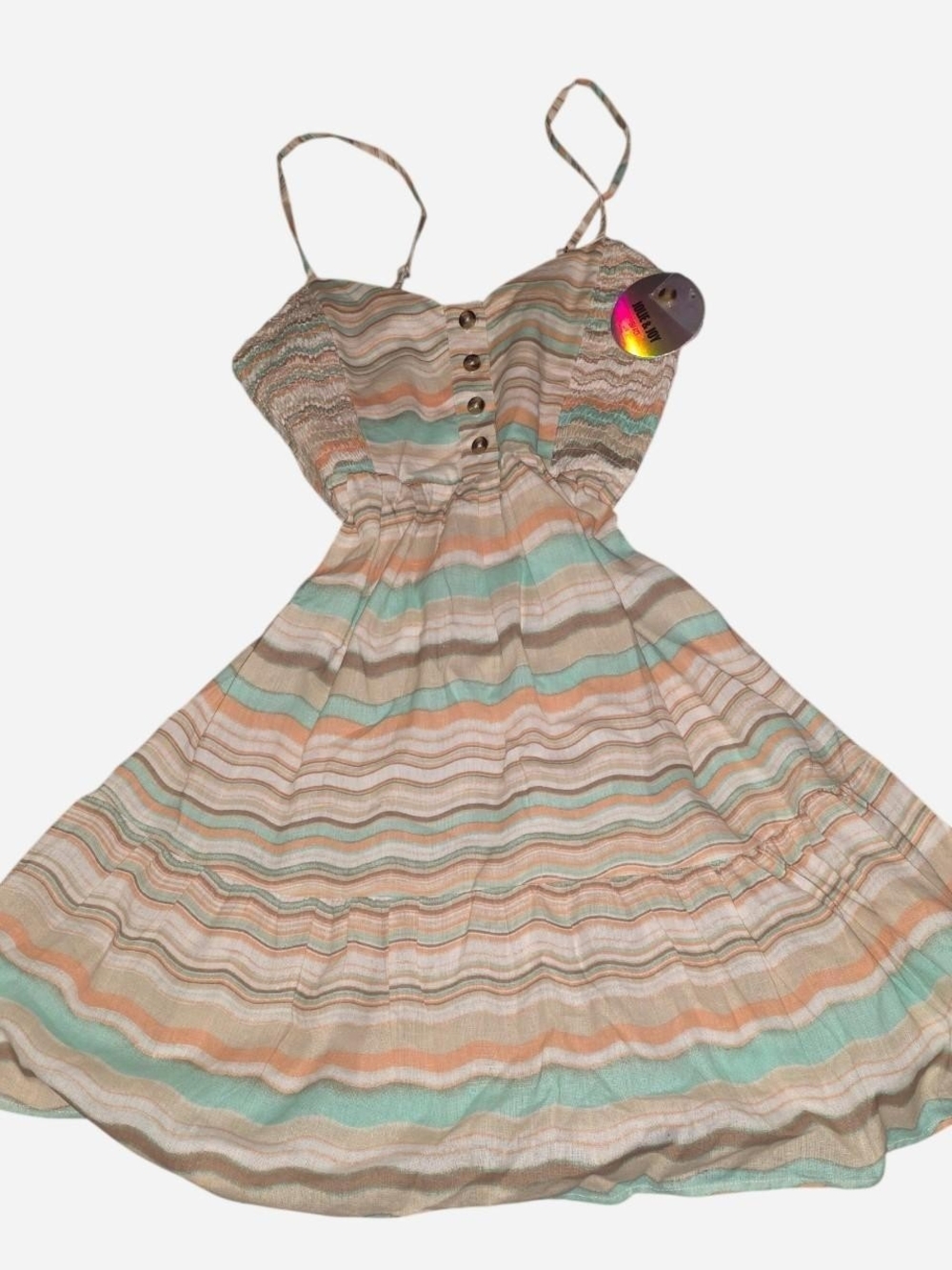Pastel Striped Midi Sundress with Spaghetti Straps